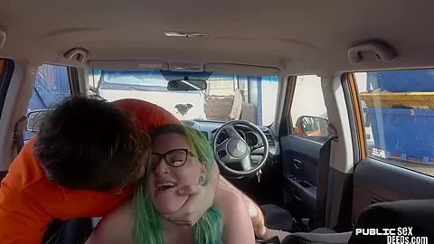 British bbw publicly fucked in car before eating cumshot