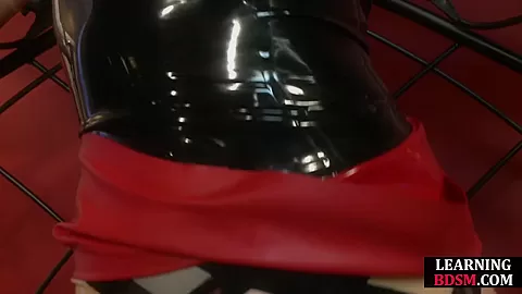 BDSM dommes pegging submissive boyfriend in threesome