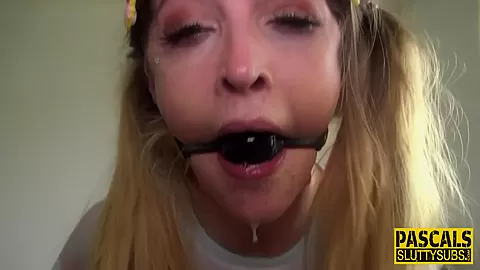 Bound bdsm teen 18+ gagging on dick