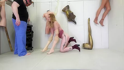 Submissive teen 18+ gagging on her doms cock