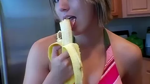 teen 18+ banana blowjob tease