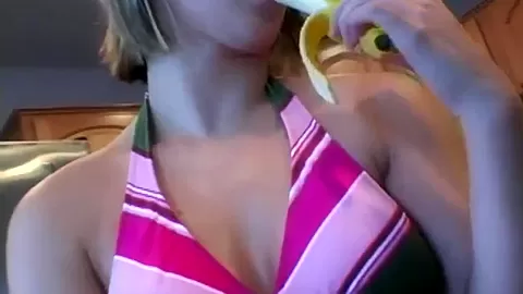 teen 18+ banana blowjob tease