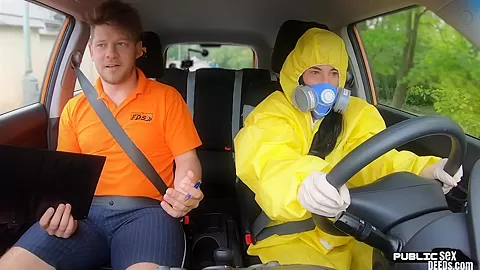 student 18+ driver publicly blows instructor before fucking