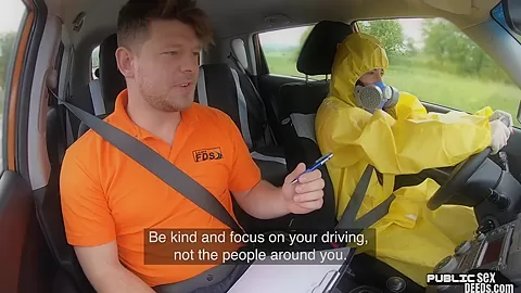 student 18+ driver publicly blows instructor before fucking