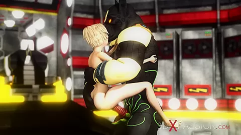 Alien sex! A hot super blonde gets fucked by Anubis on the exoplanet