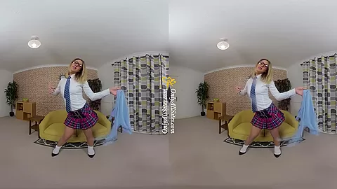 Samantha - Dirty Schoolgirl Samantha Strips After Class - Blonde Schoolgirl Solo Model Striptease