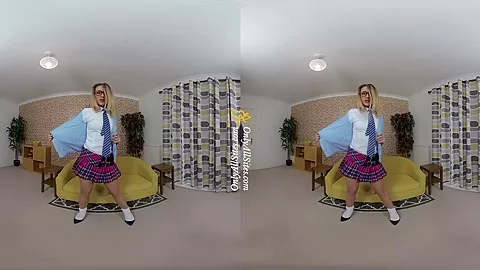 Samantha - Dirty Schoolgirl Samantha Strips After Class - Blonde Schoolgirl Solo Model Striptease