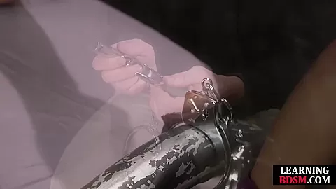 Bound sub toyed by her kinky maledom during masterclass