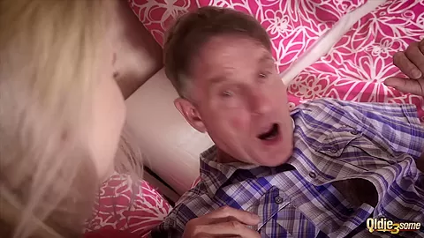 Old man takes turn to fuck 2 beautiful teenager 18+ pussies