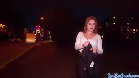 Curvy redhead pulled in public for bj and pussyfucking