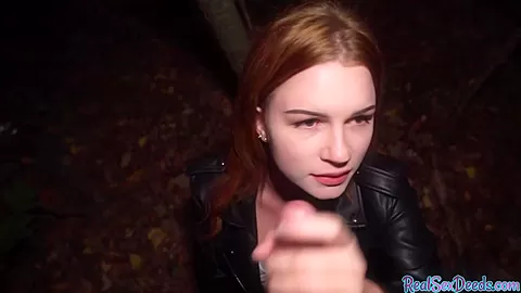 Curvy redhead pulled in public for bj and pussyfucking