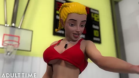 ADULT TIME - Big Titty Hentai Gym Teacher Shows The Class How To Give Head
