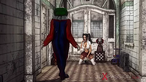 Super hot sexy college girl gets fucked hard by an Evil clown in an abandoned hospital