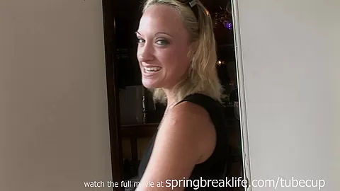 SpringBreakLife Video: Blonde Naked Fingering On Bar