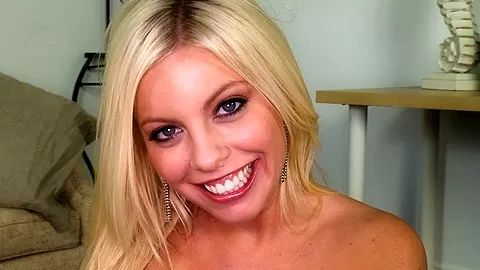 Cute blonde girl shows us how much she...