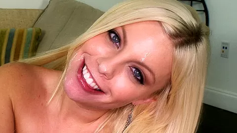 Cute blonde girl shows us how much she...