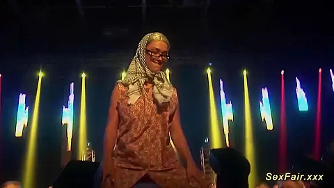 sexy strip show on public stage