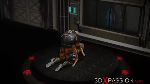 Area 51. A sexy young blonde gets fucked hard by sci-fi soldier in the lab