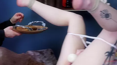Submissive teen 18+ slave gets butt fucked after feast