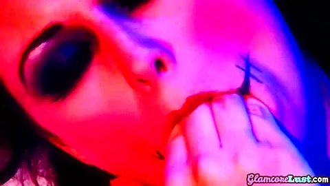 Glamcore cosplayer dildo fucking solo pussy under shower