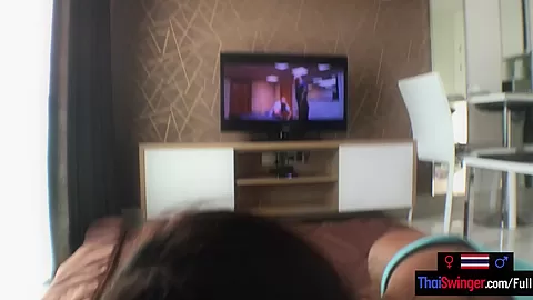 Blowjob from his cute Asian teen 18+ amateur girlfriend recorded on camera
