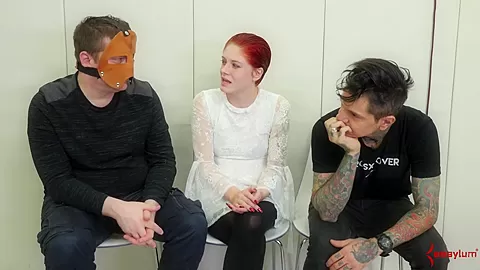 Bound whore gagging and getting toyed