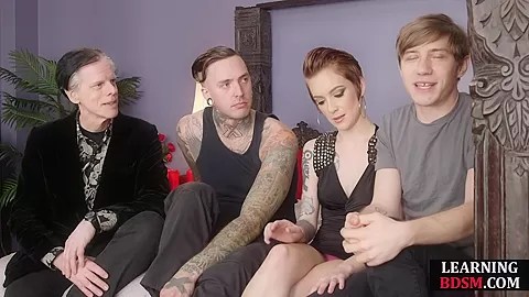 Bisexual threesome couple do doggy and blowjob in video