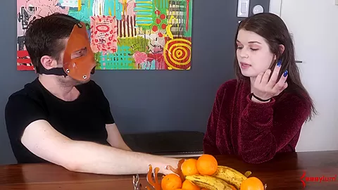 Fetish babe chatting behind the scenes