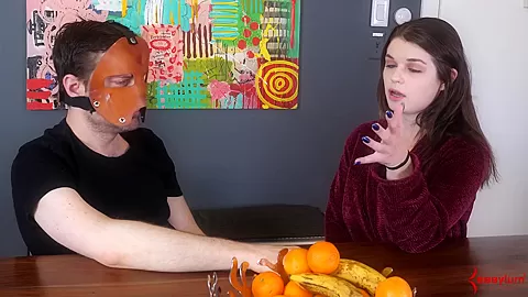 Fetish babe chatting behind the scenes