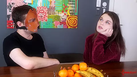 Fetish babe chatting behind the scenes