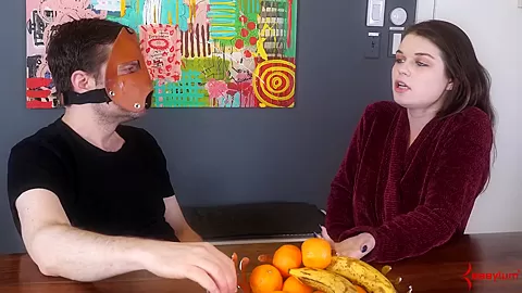 Fetish babe chatting behind the scenes