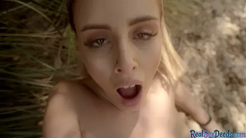Pulled european amateur nailed outdoor after being tricked
