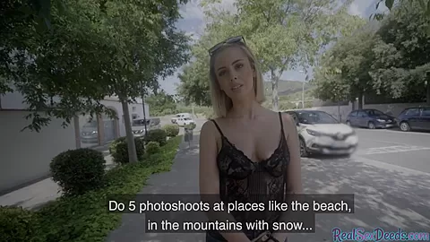Pulled european amateur nailed outdoor after being tricked