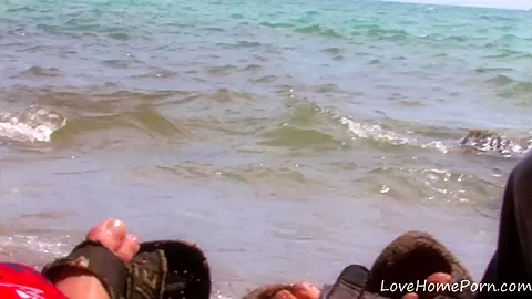 Wet Beach Nymph Chokes On Hard Cock