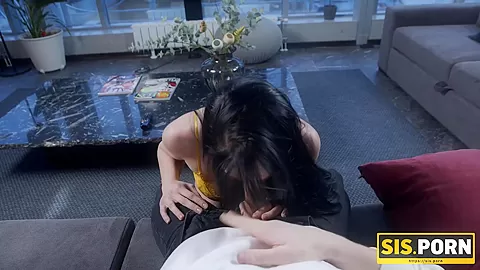 ***. Flapper greedily sucks stepbrothers dick and has vaginal sex