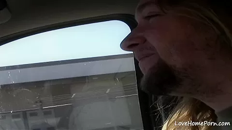 Riding in a cowgirl after meeting him outdoors