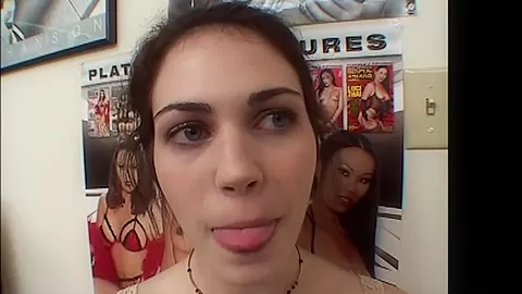 Swallowing whore fed cum with spoon