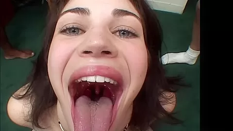 Swallowing whore fed cum with spoon