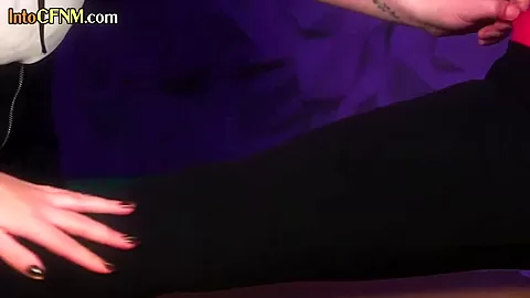 CFNM dommes deepthroating older shaft during group action