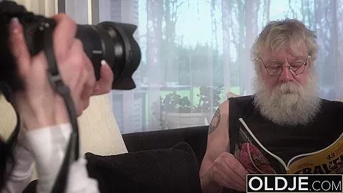 Old Young Porn Sexy teen 18+ Fucked by old man on the couch