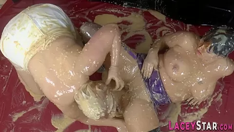 Grandma and milf get wam in pudding and cream