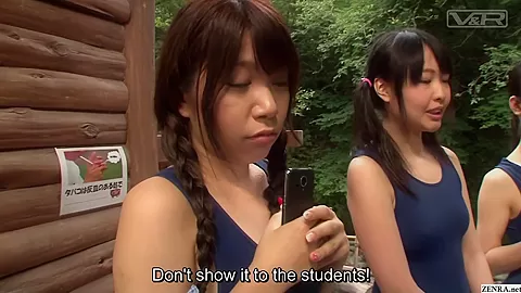 Japanese schoolgirls 18+ in swimsuits CFNM handjob harem