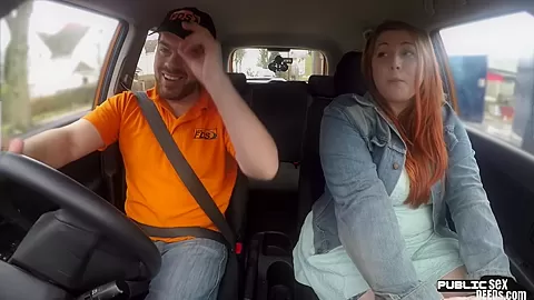 Curvy ginger brit cock rides driving instructor