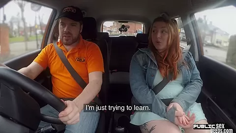 Curvy ginger brit cock rides driving instructor