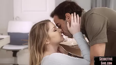 Busty babe sucks before getting fucked during steamy affair