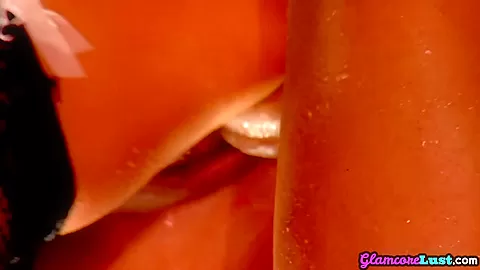 Busty glam babes sucking in shower threeway