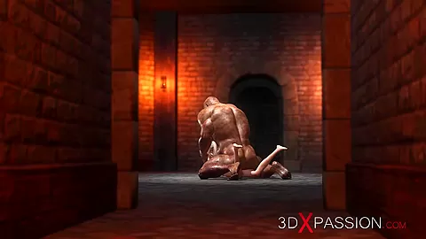 Big man bangs hard a hot teen 18+ in cuffs in the dark dungeon