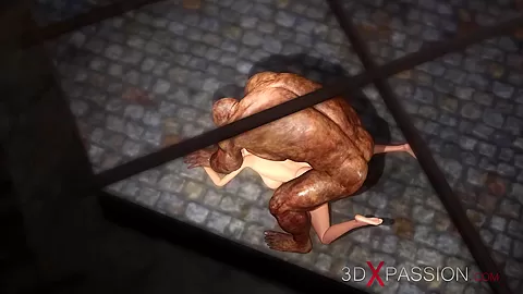 Big man bangs hard a hot teen 18+ in cuffs in the dark dungeon