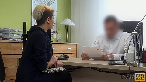 LOAN4K. Curvy chick got off while asking for a loan for her business