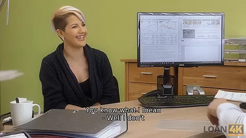 LOAN4K. Curvy chick got off while asking for a loan for her business